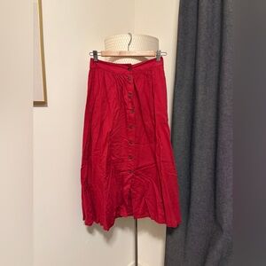 New with tags! Madewell A-Line Skirt with Buttons in Red sz 0